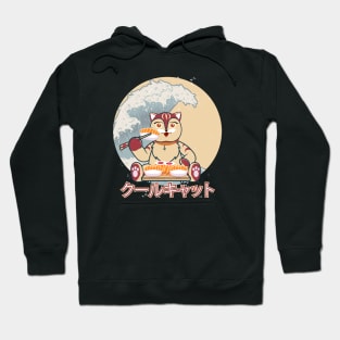 Cute japanese cat, kawaii eat sushi Hoodie